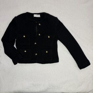 Mango MNGO Women’s Front Pockets Black Jacket with Gold Buttons - Size XS